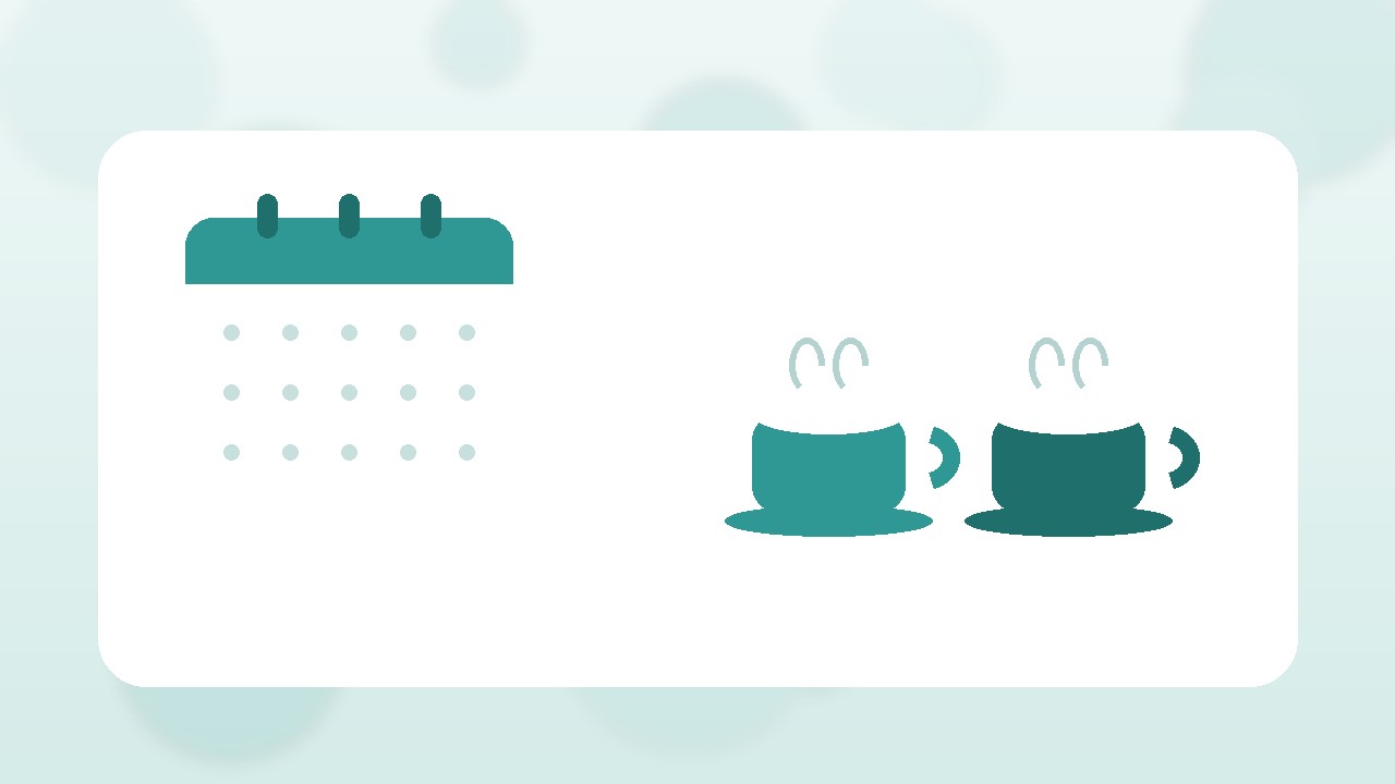 敬老の日に贈るお茶や湯呑など実用ギフトをイメージした、カレンダーと2つの湯呑のティール配色イラスト