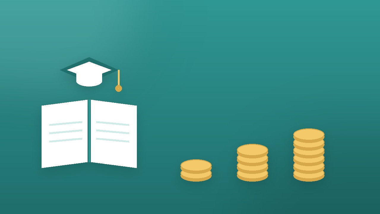 学年が上がるほど塾代が増えることを表す本と積み上がる硬貨のイラスト