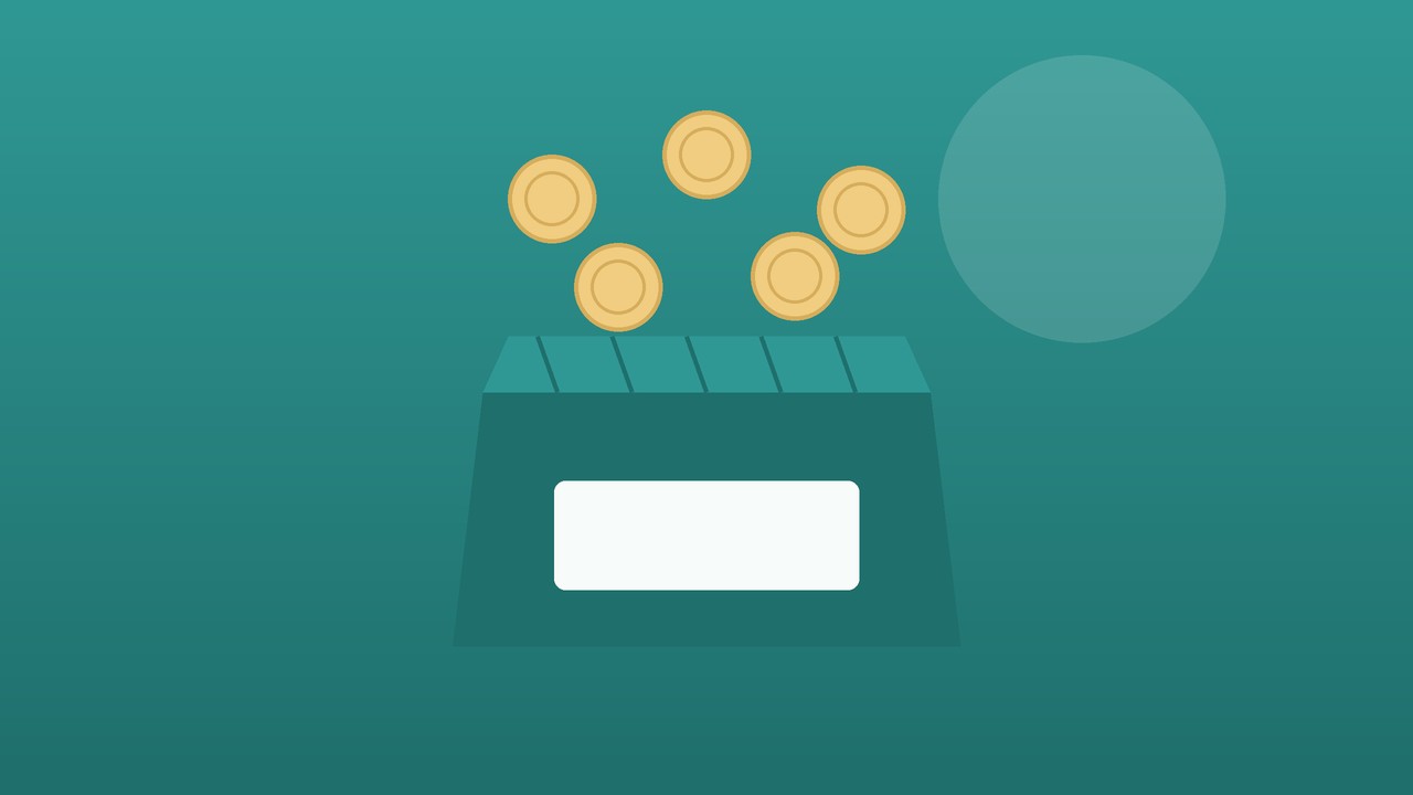 賽銭箱に硬貨を入れる様子を描いたお賽銭の相場のイラスト