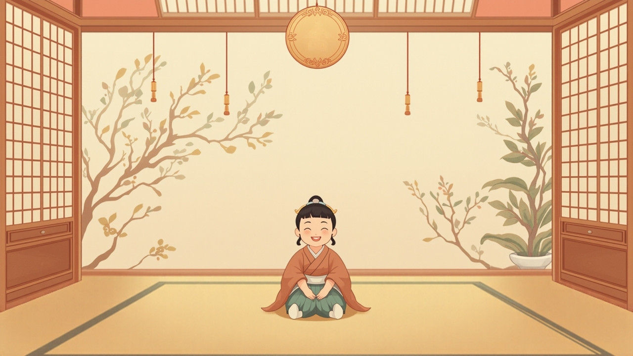 初節句のお祝いをする赤ちゃんと家族のイメージイラスト